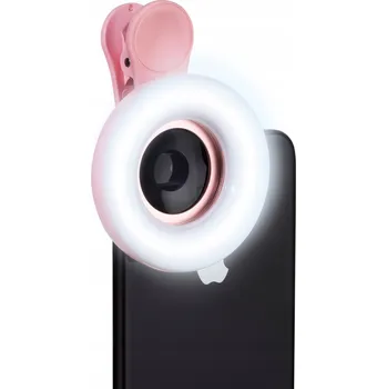 IP kamera Makro objektiv k telefonu s lampou, růžový Čočka pro telefon PLATINUM