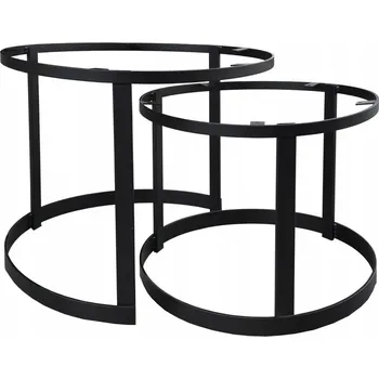 Konferenční stolek Rám stolku 2v1 KULATÝ KOVOVÝ STOLEK konferenční ČERNÝ MATNÝ LOFT