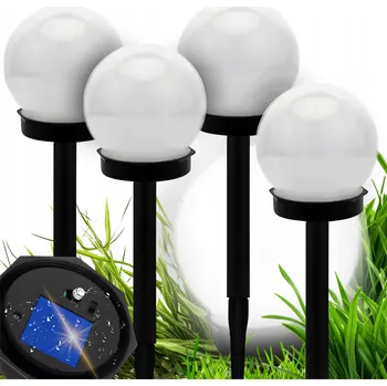 Venkovní osvětlení 4X SOLÁRNÍ LAMPA KOULE LED ZAHRADNÍ BÍLÁ ZAPICHOVACÍ SVĚTLA 34 CM SOLÁRNÍ KOULE