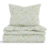 Bavlněné povlečení Renforcé - Sedmikrásky šedozelené