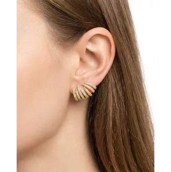 Souprava šperků B-TOP Módní náušnice s mikro osazenými zirkony – zlatý tón