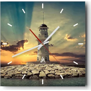 Hodiny Nástěnné hodiny do kuchyně 30x30 Lucerna Stylové hodiny na skle Loft Tiché