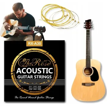 Příslušenství pro strunný nástroj PROFESIONÁLNÍ STRUNY PRO AKUSTICKOU KYTARU MĚKKÉ THE ROSE RX-A30 11-50