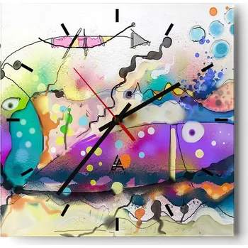 Hodiny Nástěnné hodiny do kuchyně 30x30 Abstrakce Stylové hodiny na skle Loft Tiché