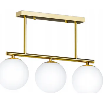 Zlaté Závěsné Stropní Svítidlo LED 3X G9 Lustr Bílé Skleněné Koule do Obýváku