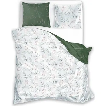 Povlečení Bavlněné saténové povlečení Milagro Verde 020 220x200 cm + 2x 70x80 cm bílé/zelené