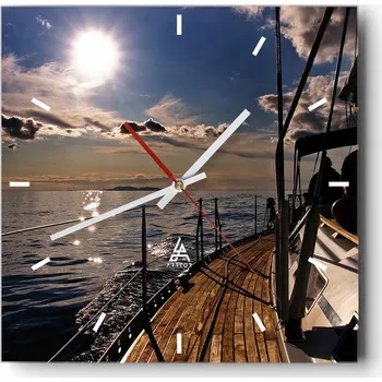 Hodiny Nástěnné hodiny do kuchyně 30x30 Moře Voda Stylové hodiny na skle Loft Tiché