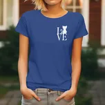 Dámské tričko Love Cat Barva: Královská modrá, Velikost: 2XL