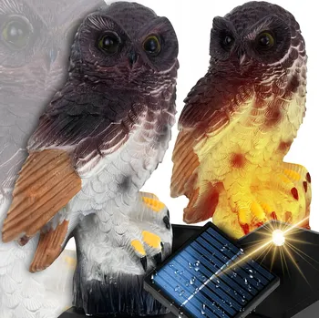 Venkovní osvětlení SOLÁRNÍ ZAHRADNÍ LAMPA SOVA ZAPICHOVACÍ VODĚODOLNÁ S ČIDLEM SOUMRAKU VELKÁ