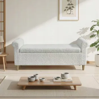 Taburet Pohovka Gutent 127 x 51 cm látka bílá