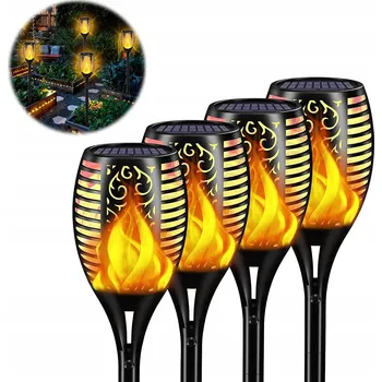 Venkovní osvětlení 4x Solární zahradní lampa LED světlo zapichovací lucerna pochodeň plamen ohně