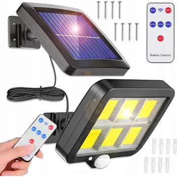 Venkovní osvětlení SOLÁRNÍ LAMPA 120 LED COB SE SENZOREM POHYBU A SOUMRAKU + DÁLKOVÉ OVLÁDÁNÍ