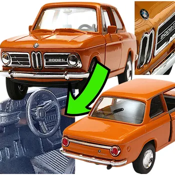 autíčko AUTO BMW 2002 ti ORANŽOVÉ MODEL KOVOVÉ WELLY 1:34 OTEVÍRACÍ DVEŘE