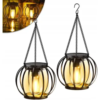 Venkovní osvětlení 2X ZAHRADNÍ SOLÁRNÍ ZÁVĚSNÝ LAMPION PRO VENKOVNÍ DEKORACE