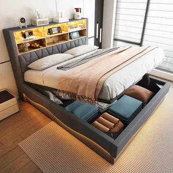 Postel Jednolůžková dřevěná postel Arhatreya 180x200 cm šedá