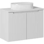 Závěsná koupelnová skříňka s deskou 80 cm a bílým umyvadlem