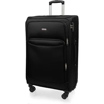 AVANCEA Textilní cestovní kufr A1011-1 Black 2W černý L 69x46x30 cm