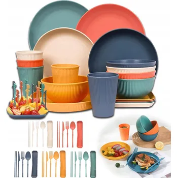 Příbor KEMPINGOVÉ NÁDOBÍ SADA PŘÍBORŮ Z PŠENIČNÉ SLÁMY