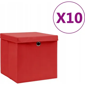 Úložný box Úložné boxy s víky 10 ks 28 x 28 x 28 cm červené - 8720286087398
