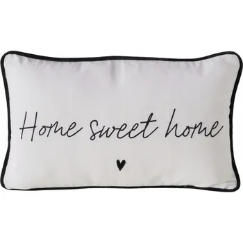 Polštář POLŠTÁŘ BAVLNĚNÝ POLŠTÁŘ BÍLÝ S NAPISEM "HOME SWEET HOME" 50X30 CM