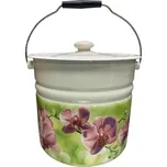 Smaltovaný kbelík s víkem 12 l Orchidej