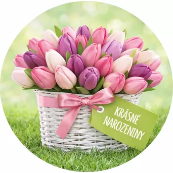 Jedlá dekorace na dort Obrázek Jedlý papír na dort Tulipány