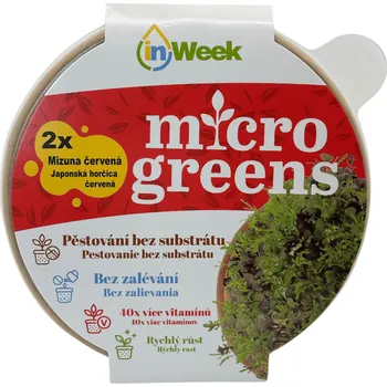 Semeno Mizuna červená - semínka microgreens - pěstování bez zalévání inWeek S přebalem