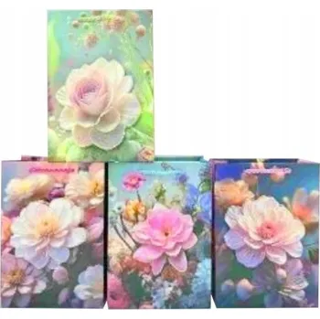 Dárková taška Stylová dárková taška 3D s květinovým vzorem, 1 ks