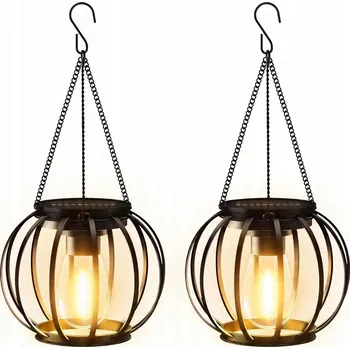 Venkovní osvětlení 2 ks SOLÁRNÍ ZAHRADNÍ LAMPA ZÁVĚSNÁ KOULE NA TERASA BALKON DO ZAHRADY