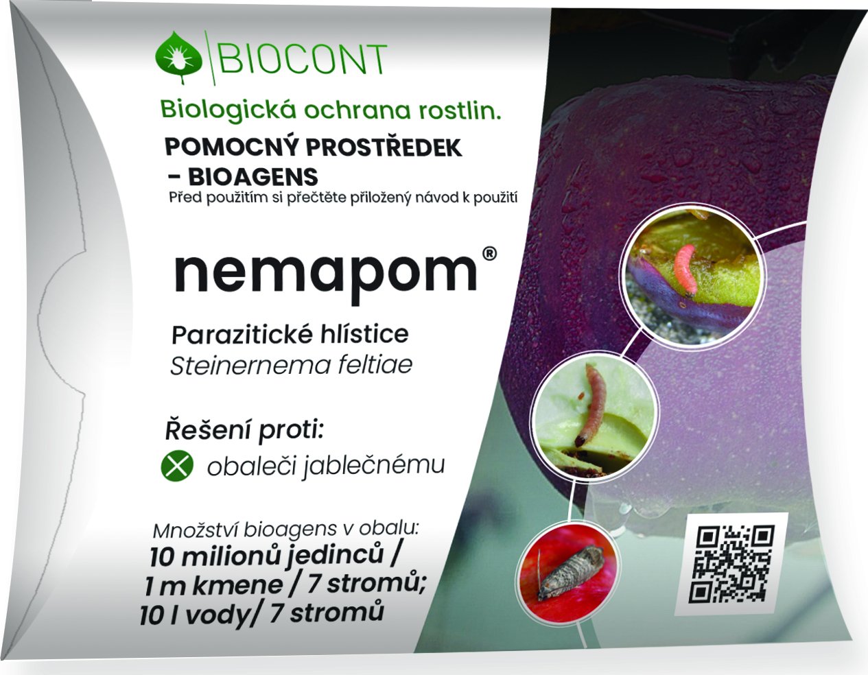 Biocont NEMAPOM 10 mil (Steinernema feltiae) hlístice proti obaleči jablečnému na 7-10 stromů