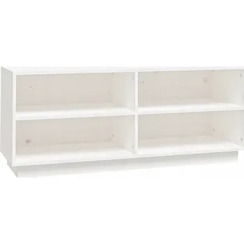 Bílá dřevěná botník 110 x 34 x 45 cm z masivního borovicového dřeva