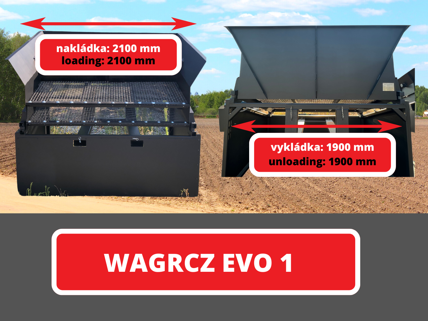 Třídiče: WAGRCZ EVO velikosti: 1-3 TYP: EVO 1 - 1900 mm, 2100 mm