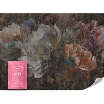 Fototapeta FOTOTAPETA DO OBÝVACÍHO POKOJE LOŽNICE KVĚTINY PIVOŇKY BETONOVÝ VZOR 400x280 cm