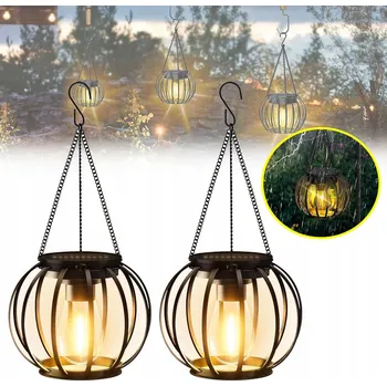 Venkovní osvětlení 2X ZAHRADNÍ SOLÁRNÍ LAMPION ZÁVĚSNÝ KOVOVÝ PRO DEKORACI ZAHRADY