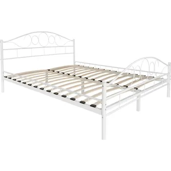 Kovová manželská postel 140 x 200, bílá