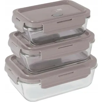 Dóza na potraviny Dóza na potraviny s víkem skleněná sada 3 ks Taupe Collection