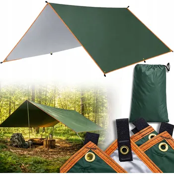 Krycí plachta Nepromokavá bivakovací plachta 3500 mm 3x4 m zelená