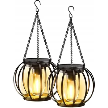 Venkovní osvětlení 2x Solární Lampa LED Zahradní Dekorativní Koule Lucerna Černá Koule IP65