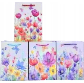 Dárková taška Dárkové tašky s květinovým motivem a motýly, 12 ks