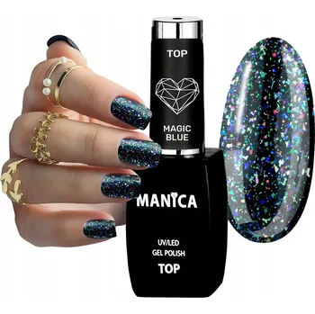 Lak na nehty MANICA Top na nehty hybridní UV/LED Gel Polish Top Magic Blue 10 ml