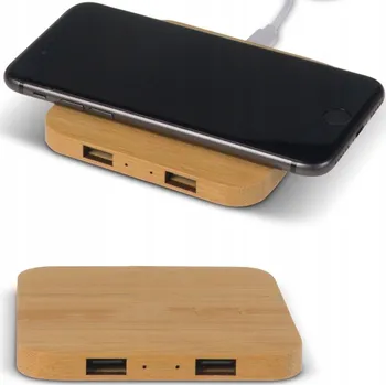 BEZDRÁTOVÁ INDUKČNÍ NABÍJEČKA 2x USB BAMBUSOVÁ