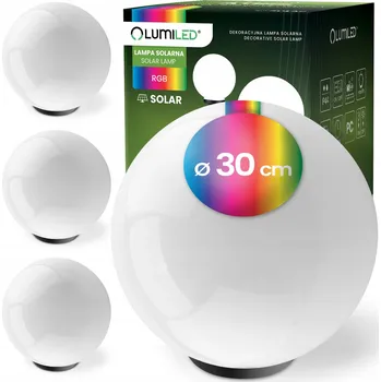 Venkovní osvětlení 4x Solární Zahradní Lampa LED Zapichovací Dekorativní Zemní Bílá Koule 30cm RGB