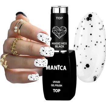 Lak na nehty MANICA Top pro hybridní laky na nehty UV/LED Gel Polish Top Magic Hex Black 10 ml