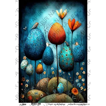 Výtvarný papír Rýžový papír, soft papír na decoupage - Velikonoční modré - KB4880 Materiál: Soft, Rozměr: A4