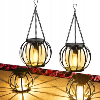 Venkovní osvětlení 2 ks SOLÁRNÍ ZAHRADNÍ LAMPA LED ZÁVĚSNÁ LUCERNA LAMPION