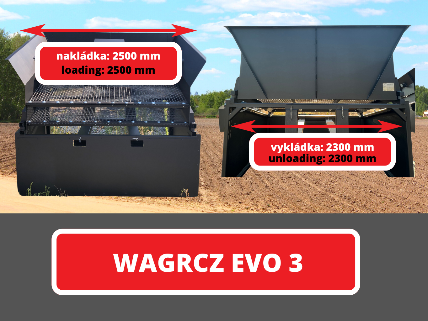 Třídiče: WAGRCZ EVO velikosti: 1-3 TYP: EVO 3 - 2300 mm, 2500 mm