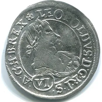 Leopold I. VI Kreuzer 1672/IAN. Graz. Ag.