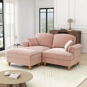 Pohovka Rozkládací pohovka Gutent 194 x 140 cm látka růžová