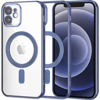 Pouzdro na mobilní telefon Techsuit Luxusní Křišťál MagSafe iPhone 12 Tmavě Modrá