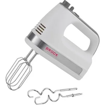 Brock Ruční mixér 300 W, 5 rychlostí + turbo, na hnětení těsta a šlehání, bílý + nerez